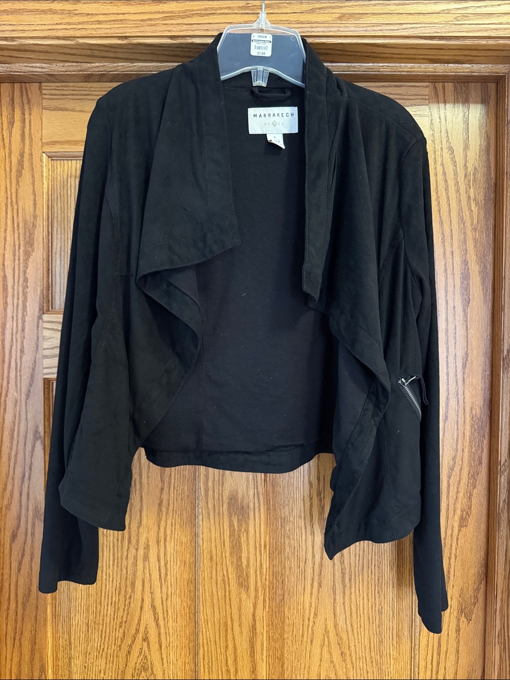 Marrakech Black Draped Open-Front Blazer Jacket